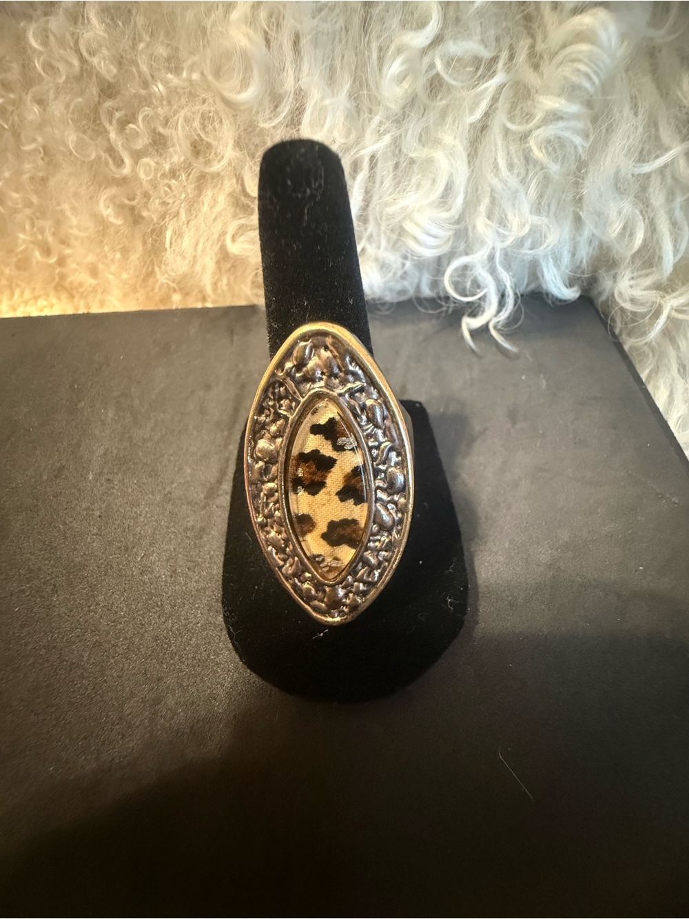 Charming Charlie Gold-Tone Oval Leopard Print Statement Ring